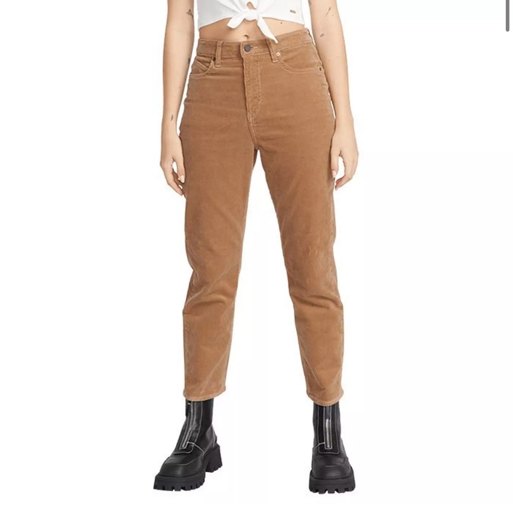 Volcom Women's Straight Leg Corduroy Pants in Tan Brown